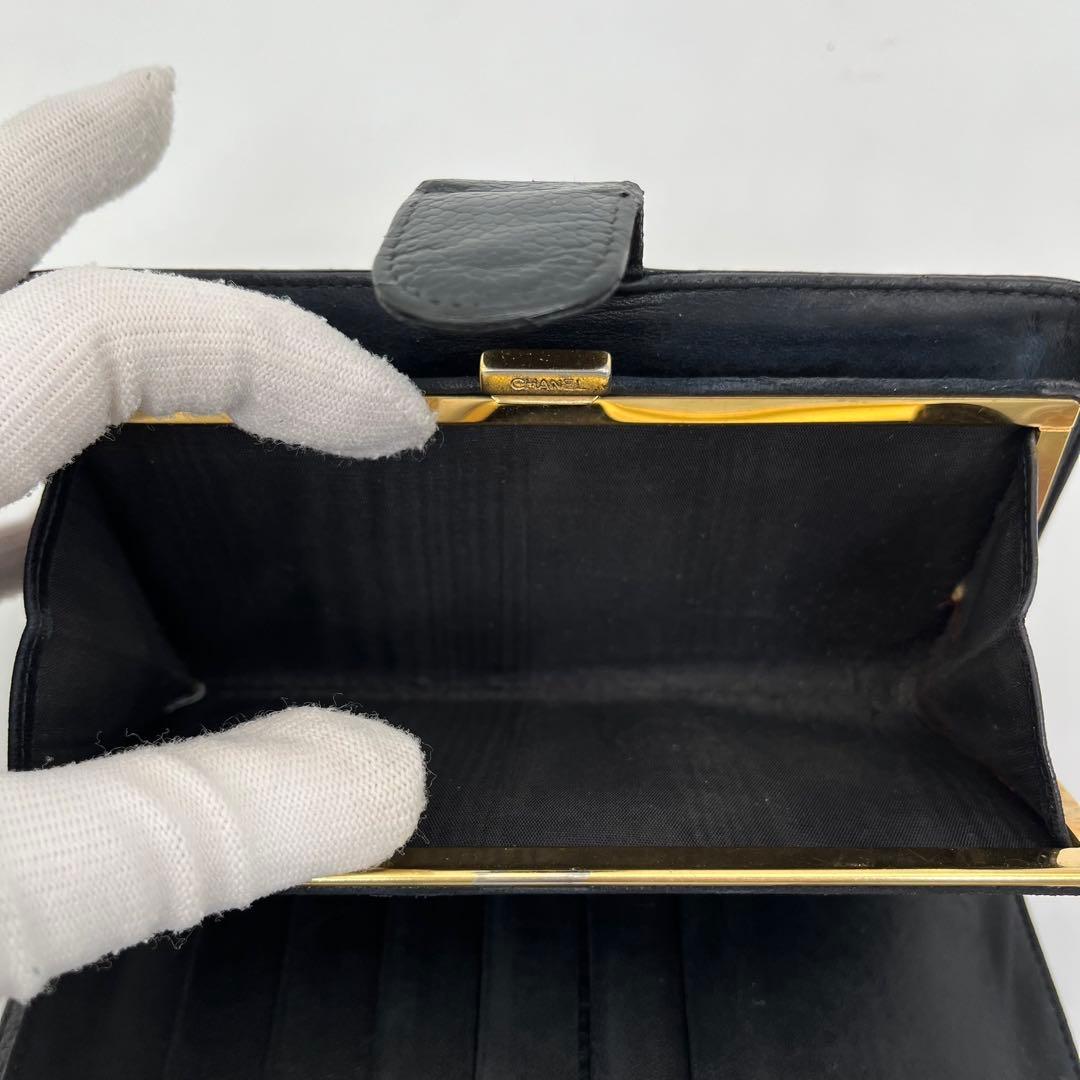 CHANEL 長財布 ココマーク キャビアスキン がま口 黒 ギャランティカード