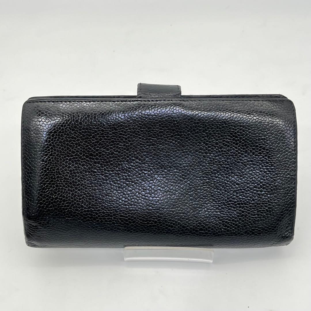 CHANEL 長財布 ココマーク キャビアスキン がま口 黒 ギャランティカード