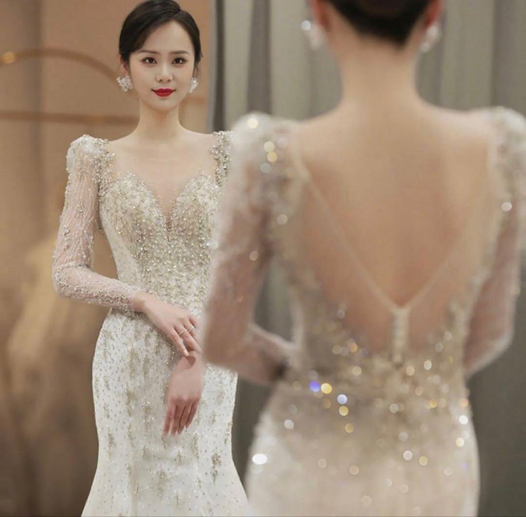 ビジュー　マーメイドドレス　ウェディングドレス