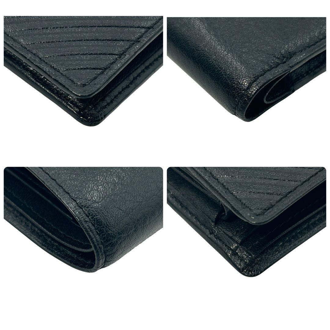 Yves Saint Laurent イブサンローラン 二つ折り財布 黒 レザー