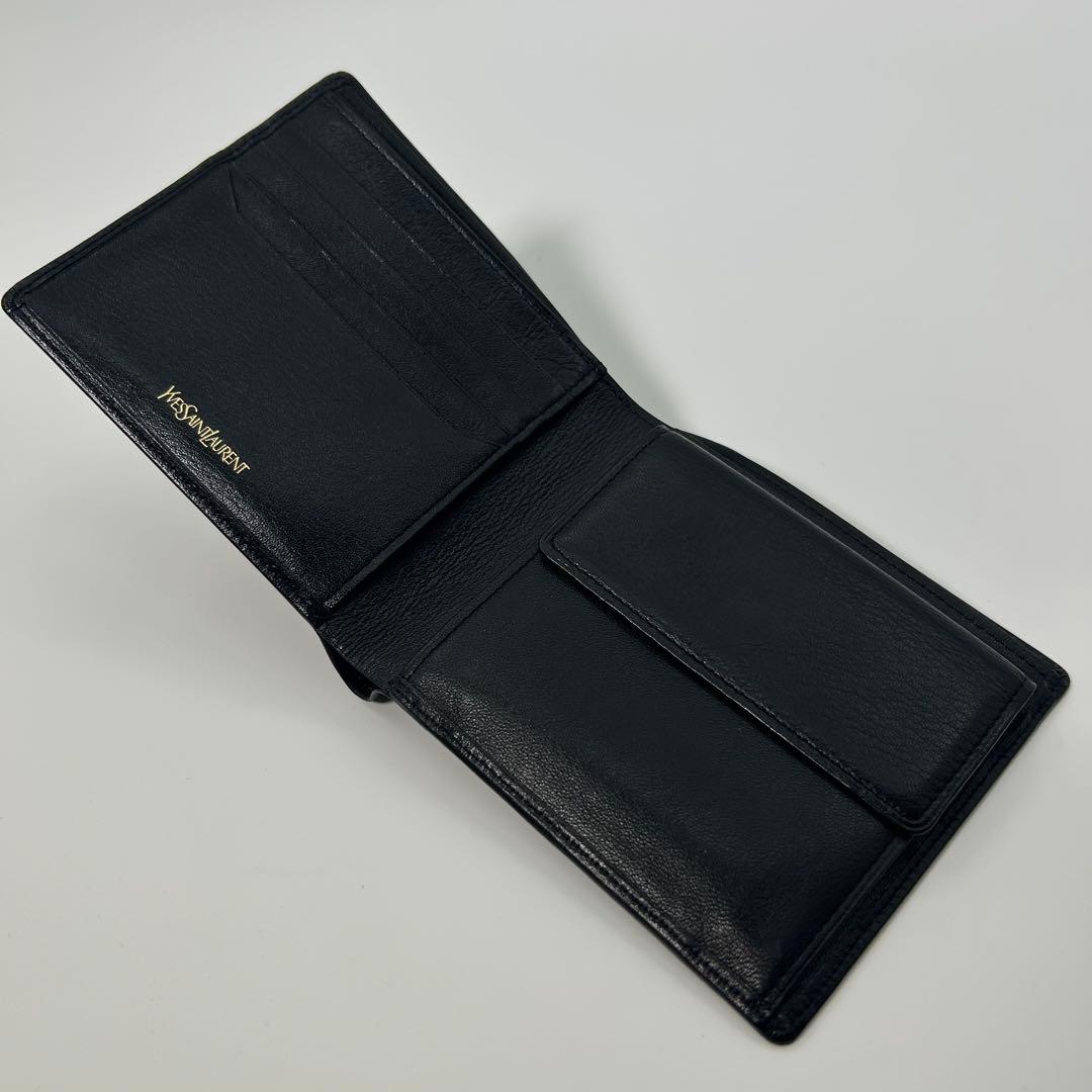 Yves Saint Laurent イブサンローラン 二つ折り財布 黒 レザー