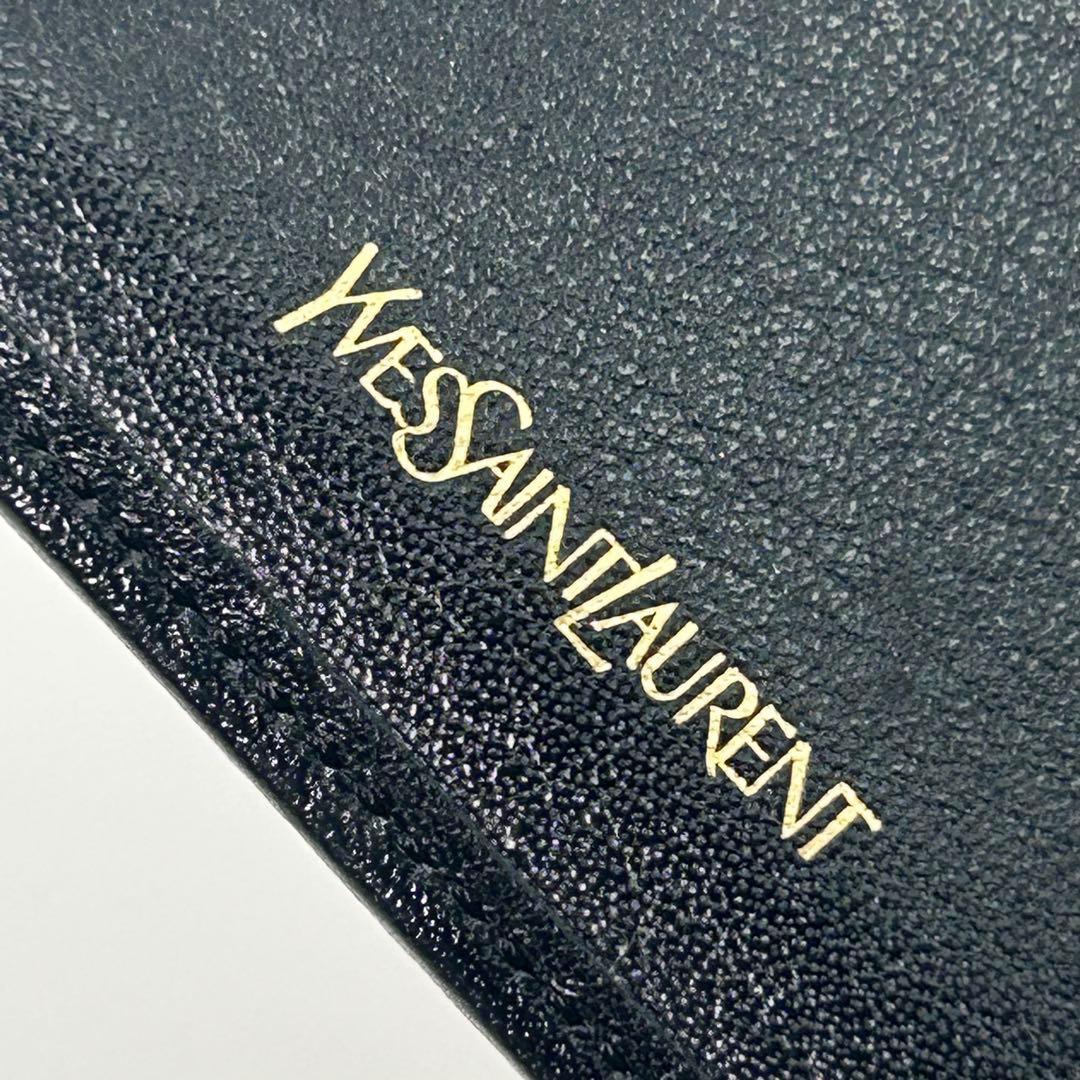Yves Saint Laurent イブサンローラン 二つ折り財布 黒 レザー