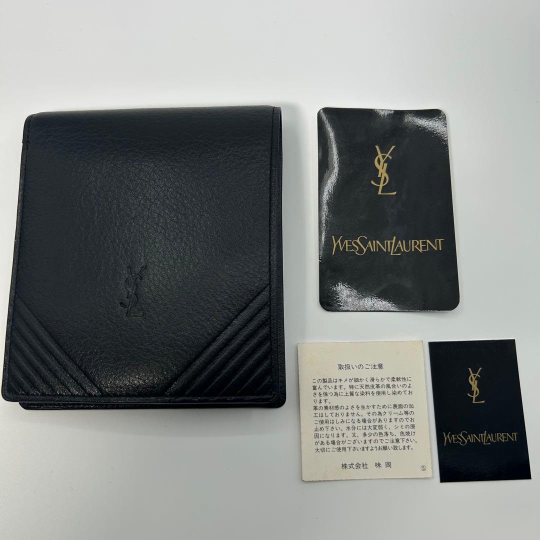 Yves Saint Laurent イブサンローラン 二つ折り財布 黒 レザー