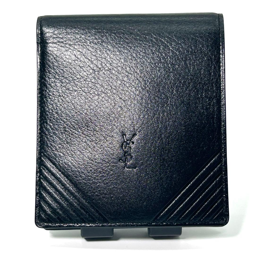 Yves Saint Laurent イブサンローラン 二つ折り財布 黒 レザー