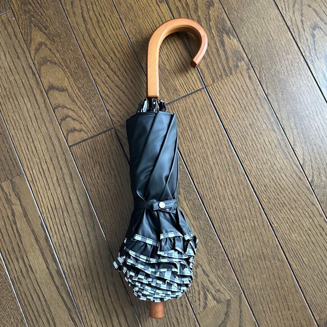 サンバリア100 2段折 ストライプ フリル 日傘