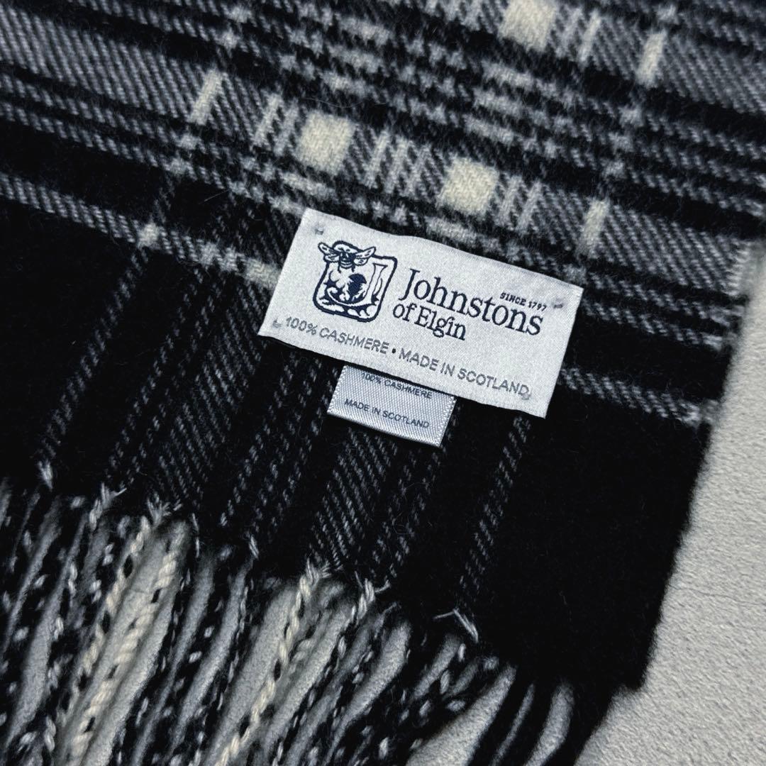 美品 ジョンストンズ カシミヤマフラー ストール モノトーンタータン