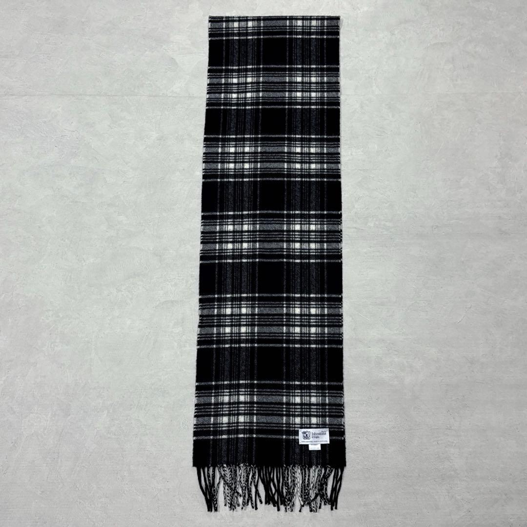 美品 ジョンストンズ カシミヤマフラー ストール モノトーンタータン