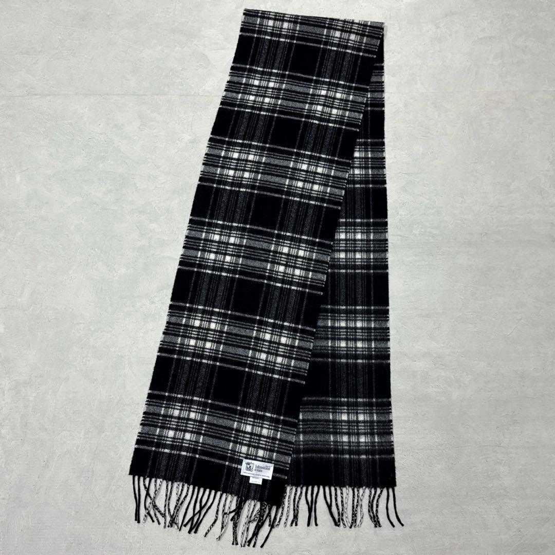 美品 ジョンストンズ カシミヤマフラー ストール モノトーンタータン