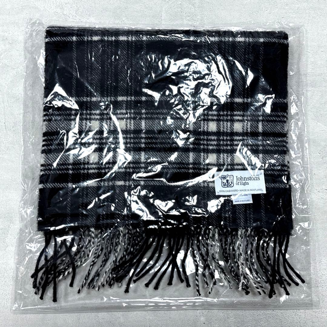 美品 ジョンストンズ カシミヤマフラー ストール モノトーンタータン