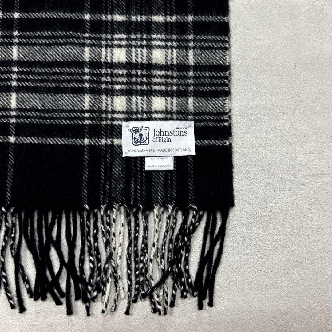 美品 ジョンストンズ カシミヤマフラー ストール モノトーンタータン