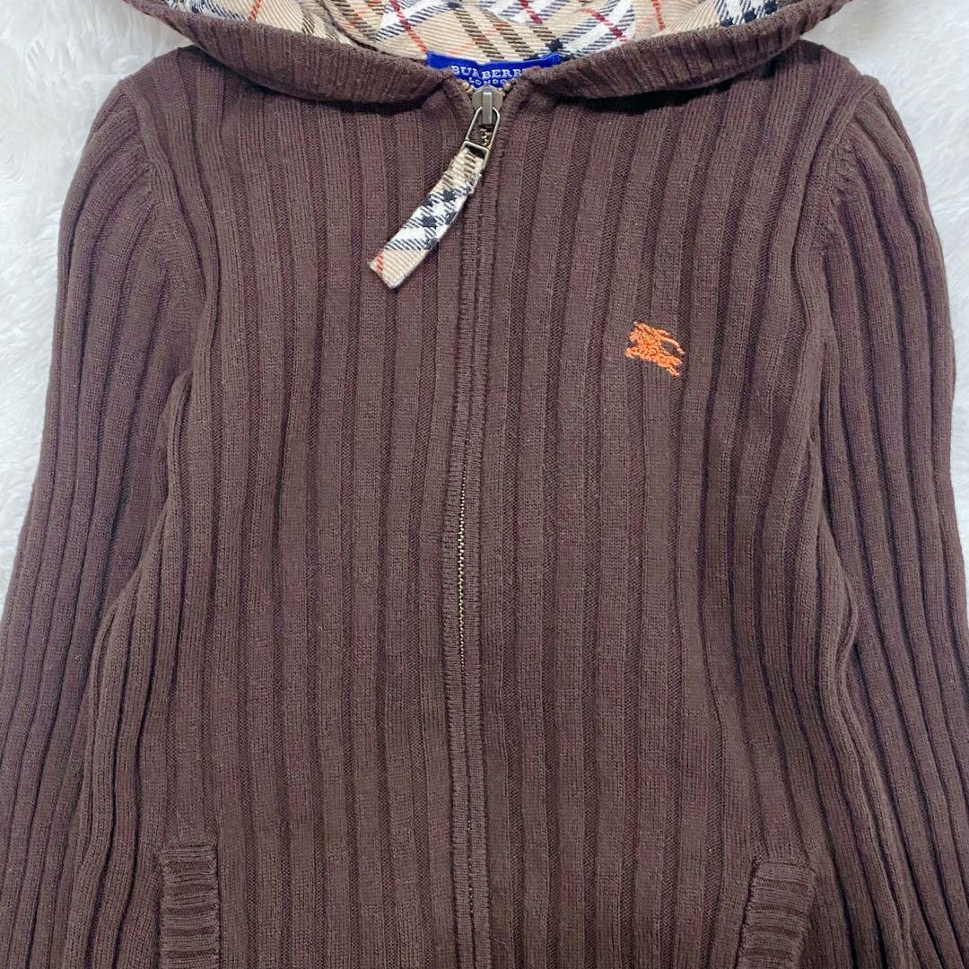 【Y2K】バーバリーロンドン パーカー フード ノバチェック 刺繍 ダブルジップ