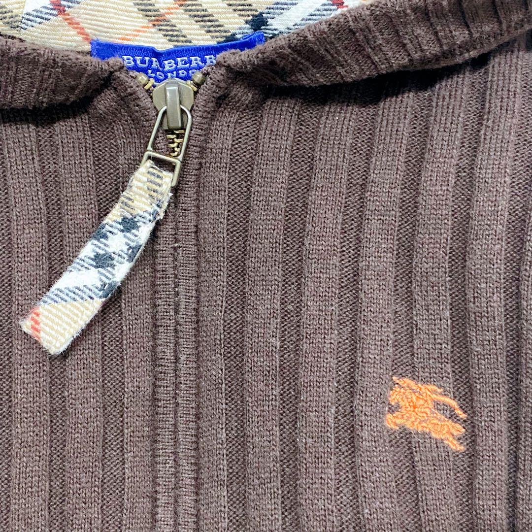 【Y2K】バーバリーロンドン パーカー フード ノバチェック 刺繍 ダブルジップ