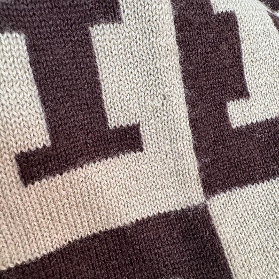 HERMES エルメス　マフラー　Hロゴ　ブラウン　ベージュ　ウール100%