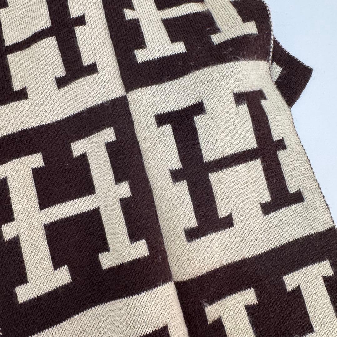HERMES エルメス　マフラー　Hロゴ　ブラウン　ベージュ　ウール100%
