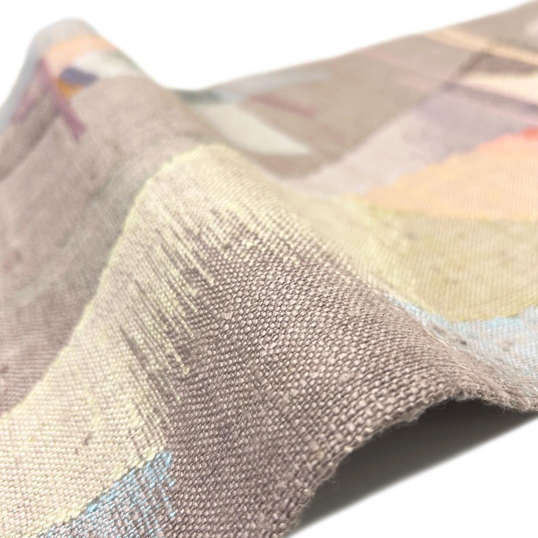 八寸名古屋帯 渡文 真綿紬 西陣織 六通柄 ライトブラウン カジュアル MWR