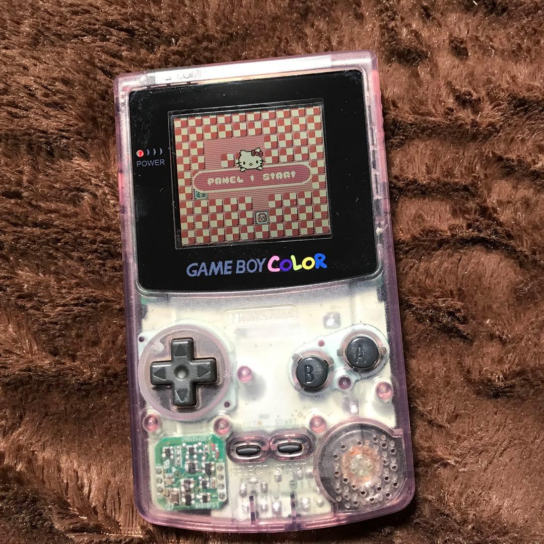 任天堂ゲームボーイカラーのクリアーパプルガラス製スクリーンレンズ 偏光板交換