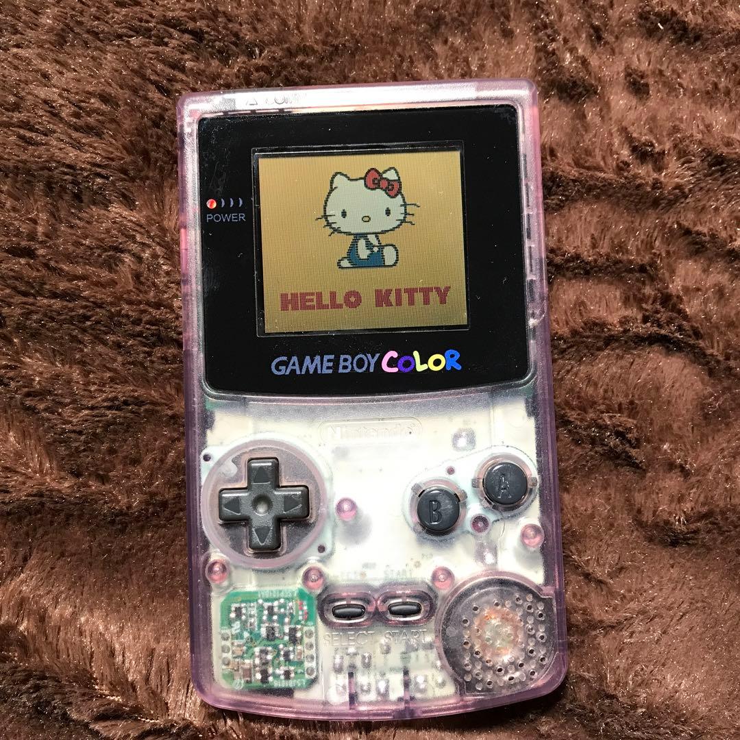 任天堂ゲームボーイカラーのクリアーパプルガラス製スクリーンレンズ 偏光板交換