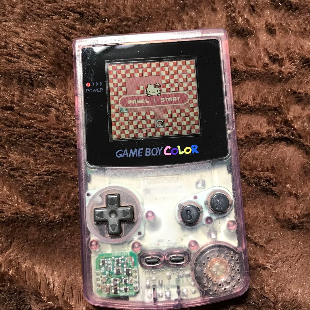 任天堂ゲームボーイカラーのクリアーパプルガラス製スクリーンレンズ 偏光板交換