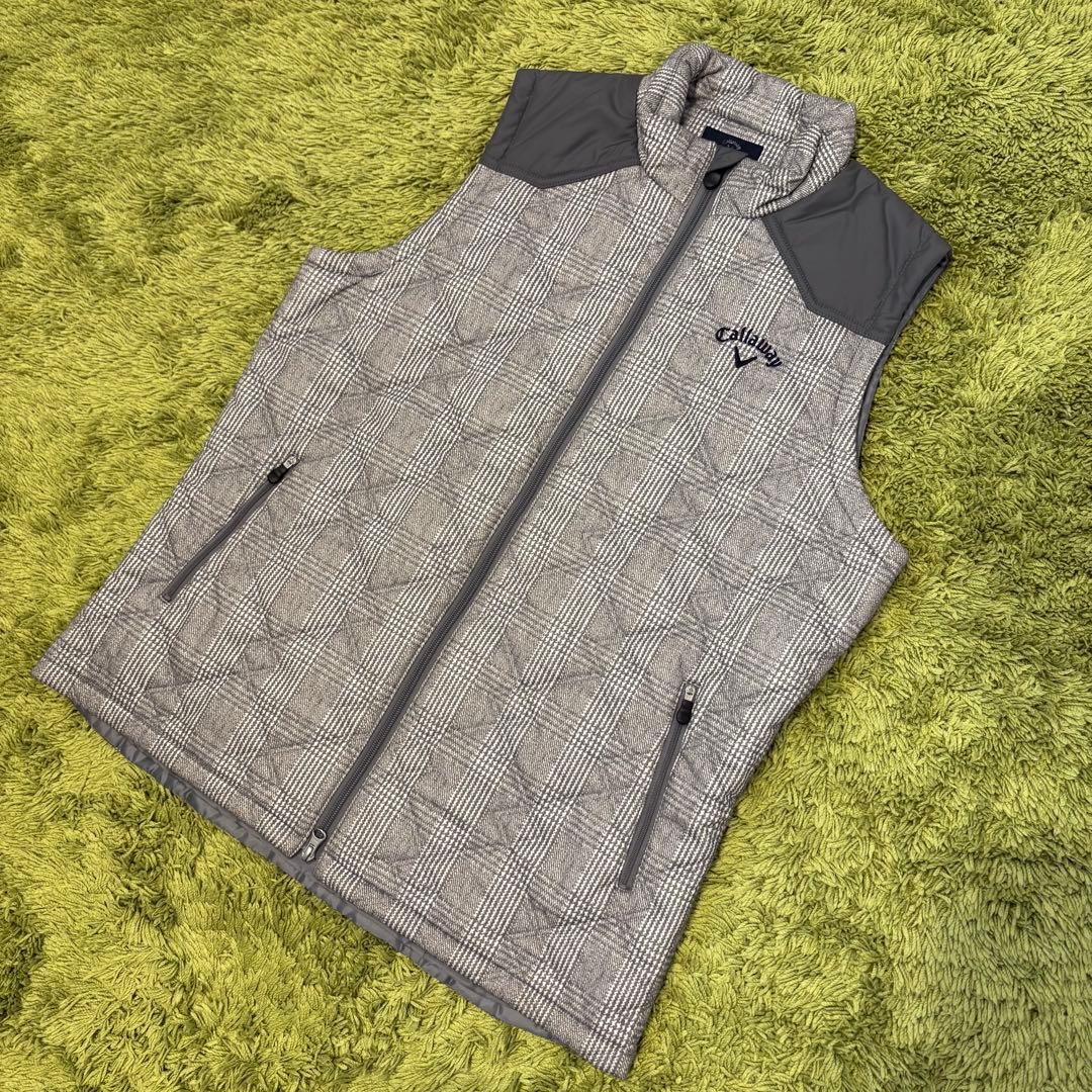 Callaway キャロウェイ 中綿ベスト グレンチェック柄 グレー LLサイズ