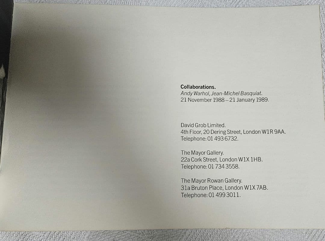 1988 ロンドン　バスキア ウォーホル コラボ　展覧会カタログ