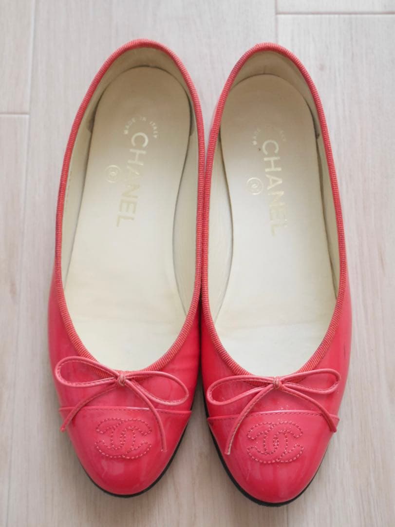 CHANEL バレーシューズ パンプス ココマーク キャップトゥ リボン 36