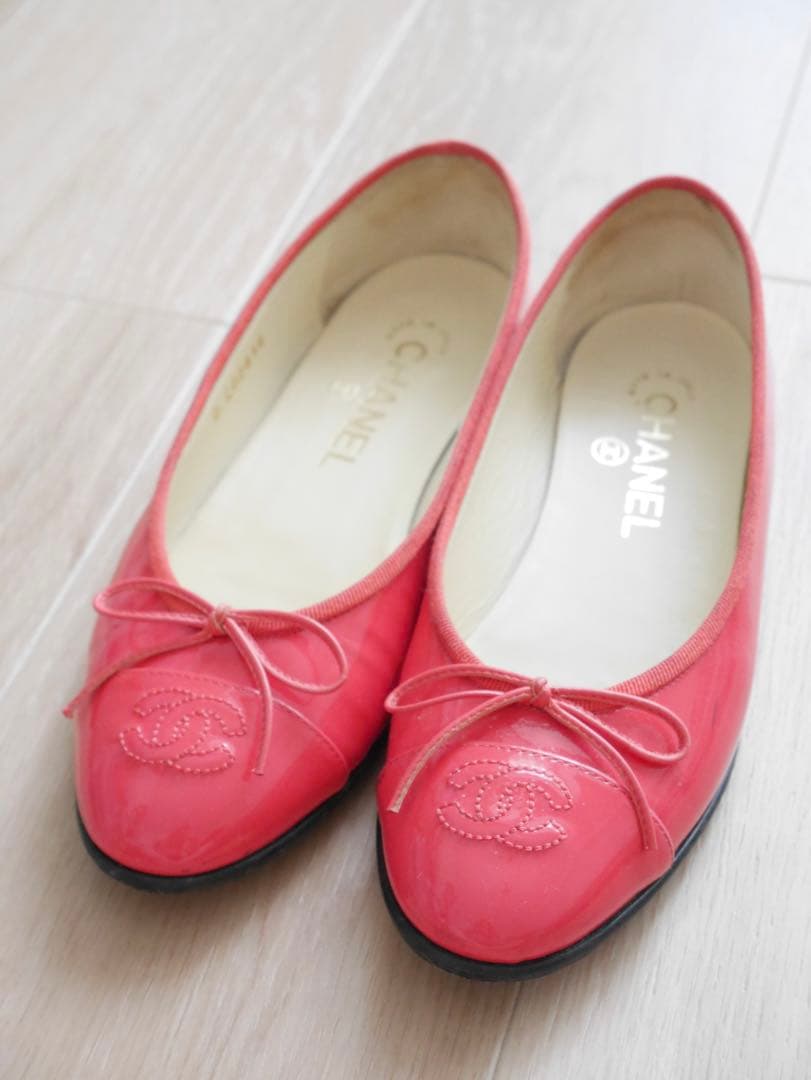 CHANEL バレーシューズ パンプス ココマーク キャップトゥ リボン 36