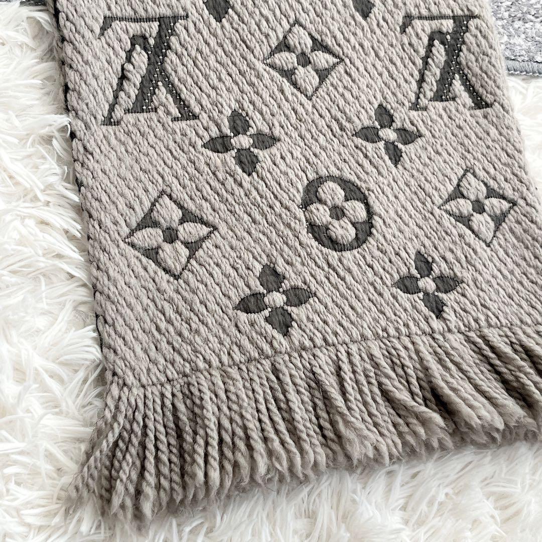 正規品　ルイヴィトン　エシャルプロゴマニア　マフラー　モノグラム　グレー　ウール