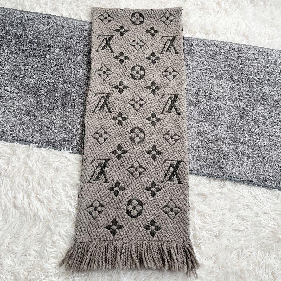 正規品　ルイヴィトン　エシャルプロゴマニア　マフラー　モノグラム　グレー　ウール