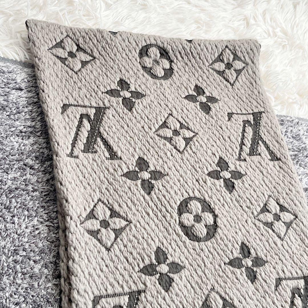 正規品　ルイヴィトン　エシャルプロゴマニア　マフラー　モノグラム　グレー　ウール