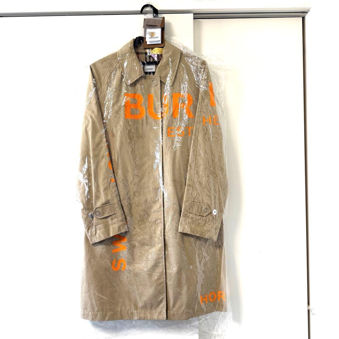 美品バーバリー グラフィックプリント ロゴ ステンカラートレンチコート38