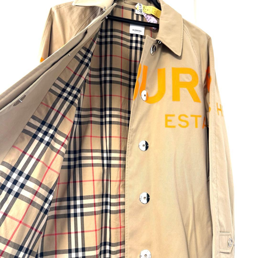 美品バーバリー グラフィックプリント ロゴ ステンカラートレンチコート38