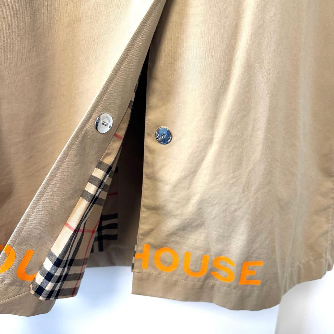 美品バーバリー グラフィックプリント ロゴ ステンカラートレンチコート38