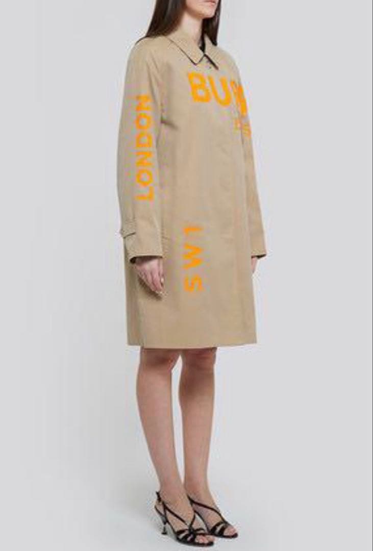 美品バーバリー グラフィックプリント ロゴ ステンカラートレンチコート38