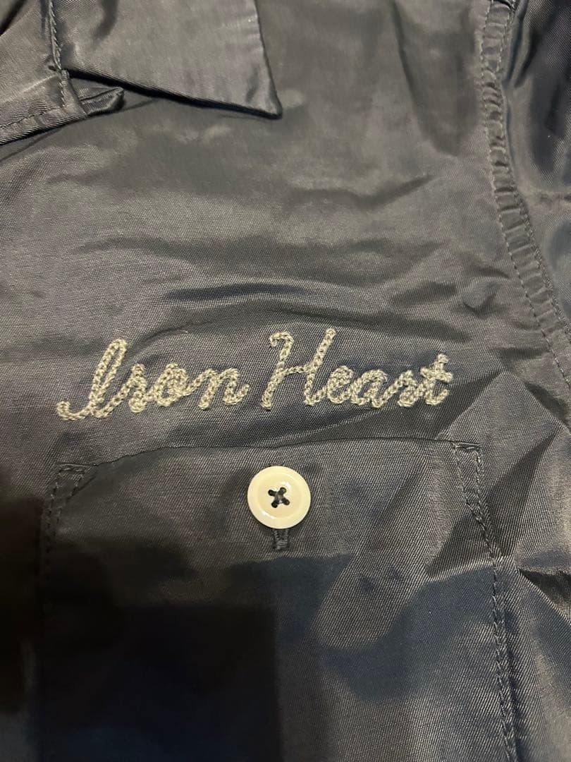 IRON HEARTヘビーレーヨンボーリングシャツ 黒 IHSH-199半袖