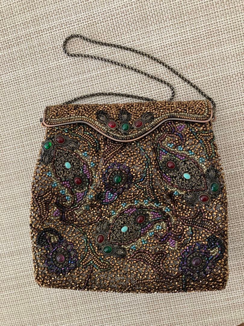 専用【Lumyはしもと】ビーズ刺繍 パーティーバッグ　ブロンズ系 ヴィンテージ