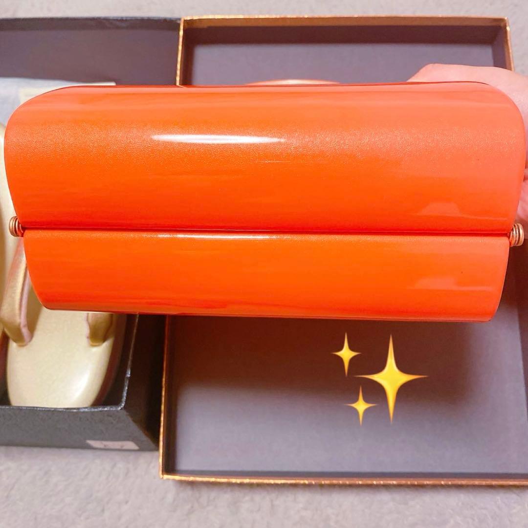 草履　バック　2点まとめてセット　ゴールド　オレンジ　箱付き　艶　光沢　着物