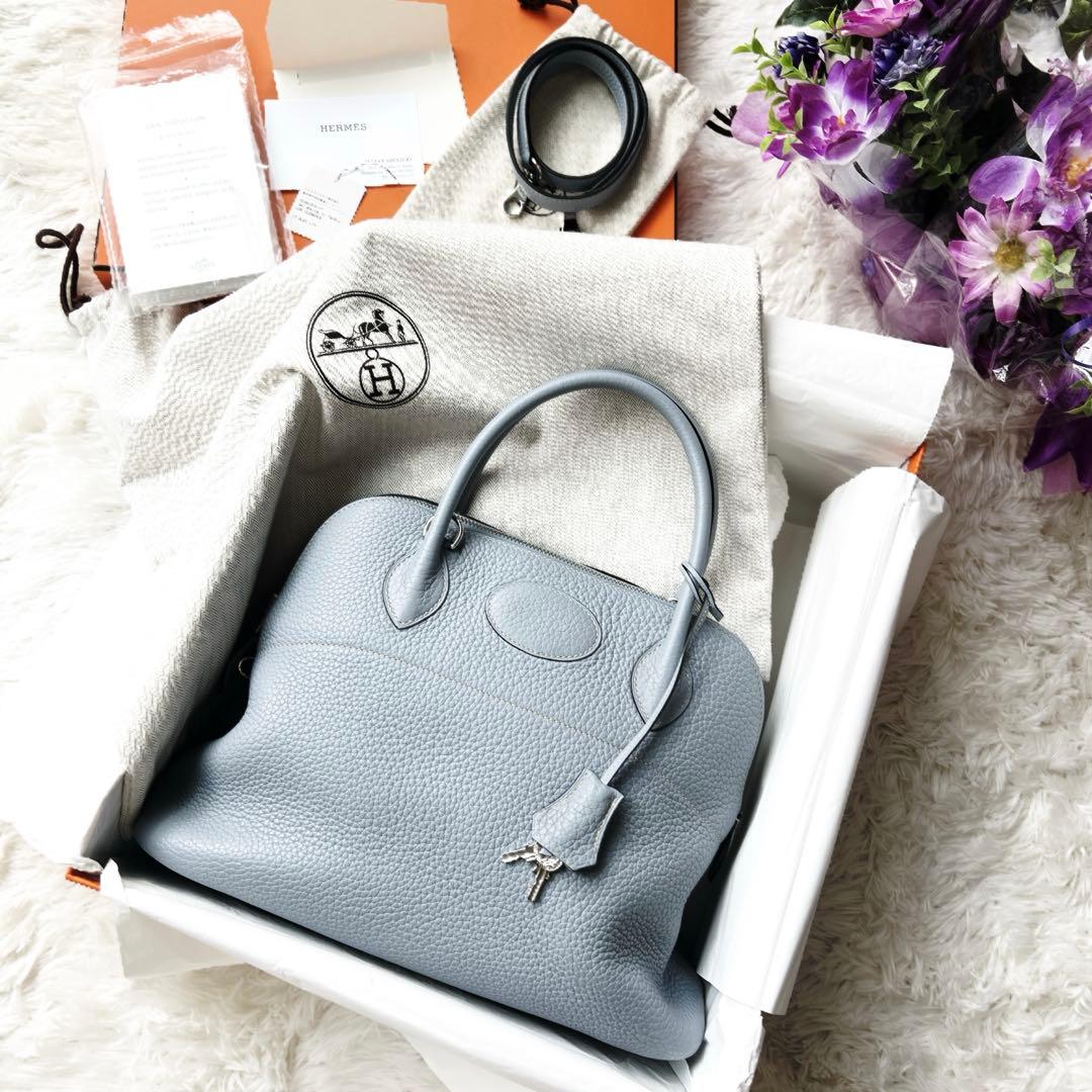 美品　HERMÈS エルメス　 ボリード31 ブルーラン　ブルーリン　クレマンス