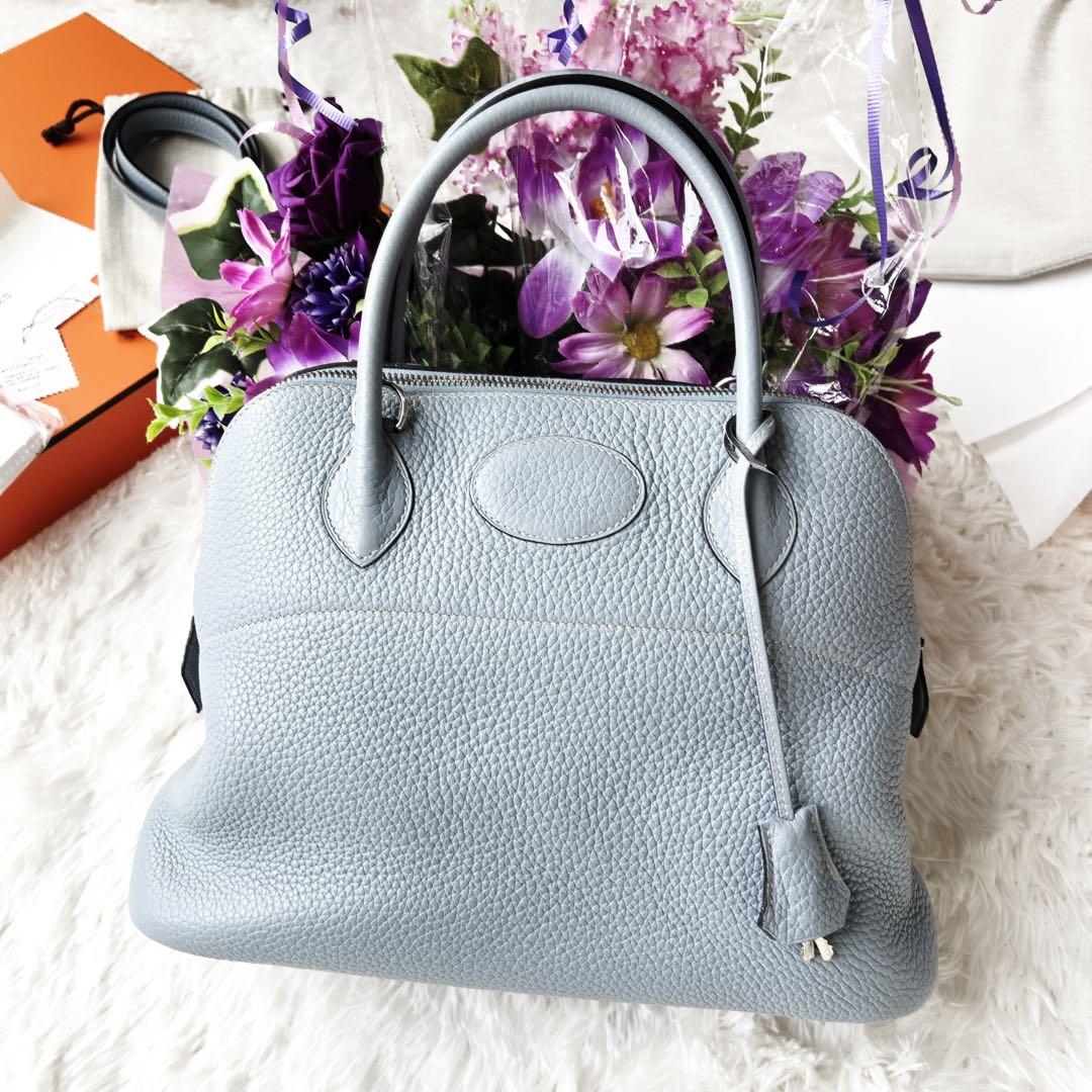 美品　HERMÈS エルメス　 ボリード31 ブルーラン　ブルーリン　クレマンス