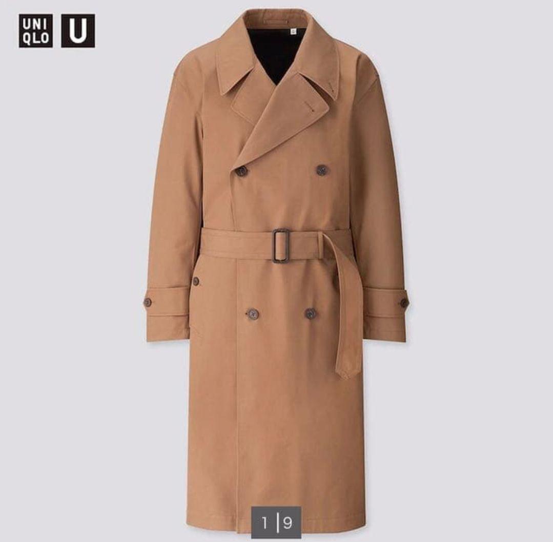 ユニクロU ブロックテックトレンチコート ブラウンL 20SS