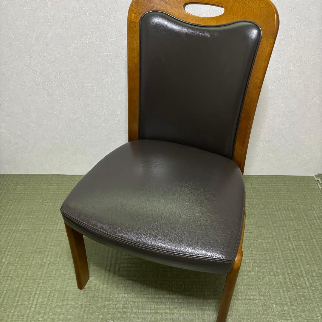 【浜本工芸】No.3800 ダイニングチェア1脚・本革・ナラ材・椅子・楢材無垢