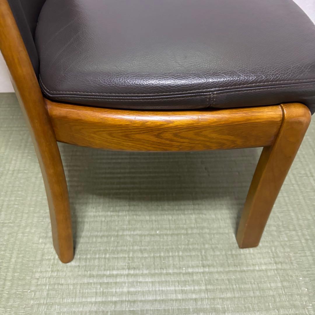 【浜本工芸】No.3800 ダイニングチェア1脚・本革・ナラ材・椅子・楢材無垢