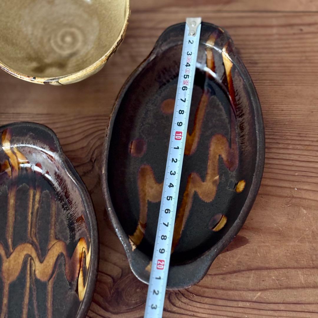 やまぽた 飯碗2個&小代焼ふもと窯 グラタン皿2個