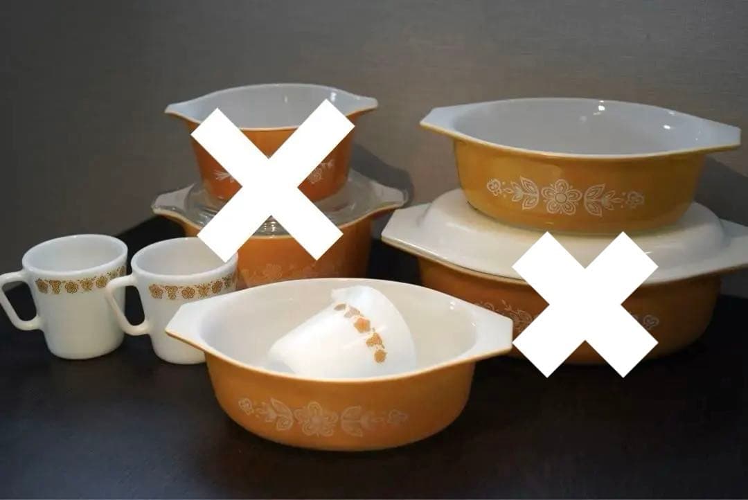 オールドパイレックス　バタフライゴールド / ゴールデンバタフライ　5点セット