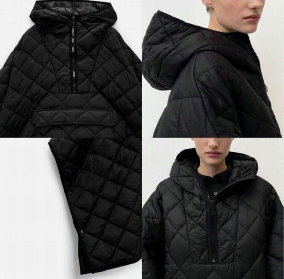 美品✨ZARA ブラック キルティングダウンベスト ポンチョ