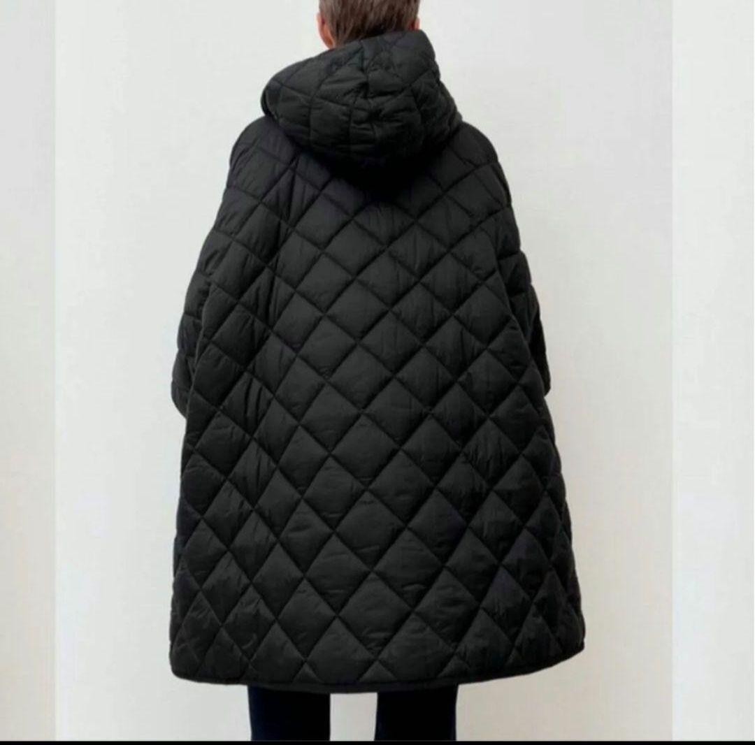 美品✨ZARA ブラック キルティングダウンベスト ポンチョ