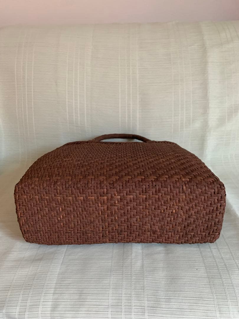 新品 長野産　極細3ミリ一番　柿渋2本飛び網代編み　山葡萄籠バッグ　サイズL