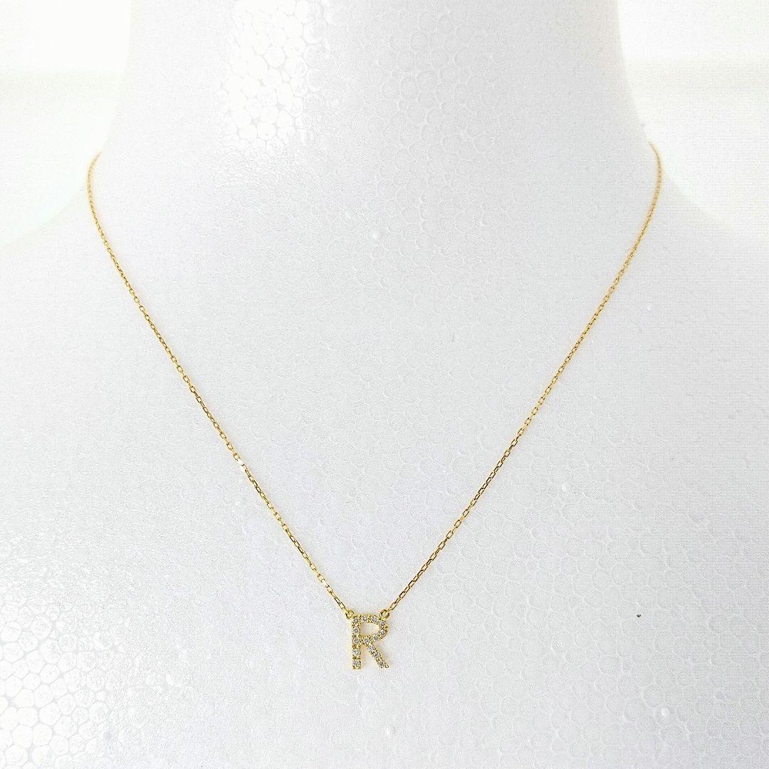 AHKAH 18K ダイヤモンドネックレス イニシャルR