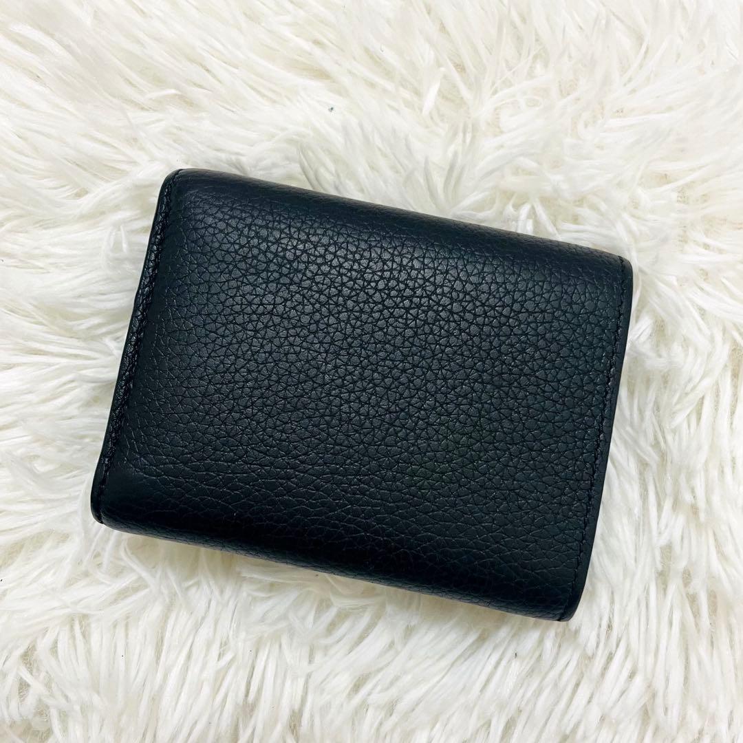 極美✨ロエベ 三つ折り財布 トライフォールド レザー ブラック 現行