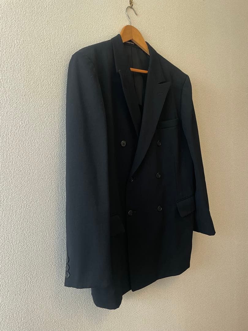 90s vintage レトロスーツ ダブル BLACK6B 菅田将暉　純毛質