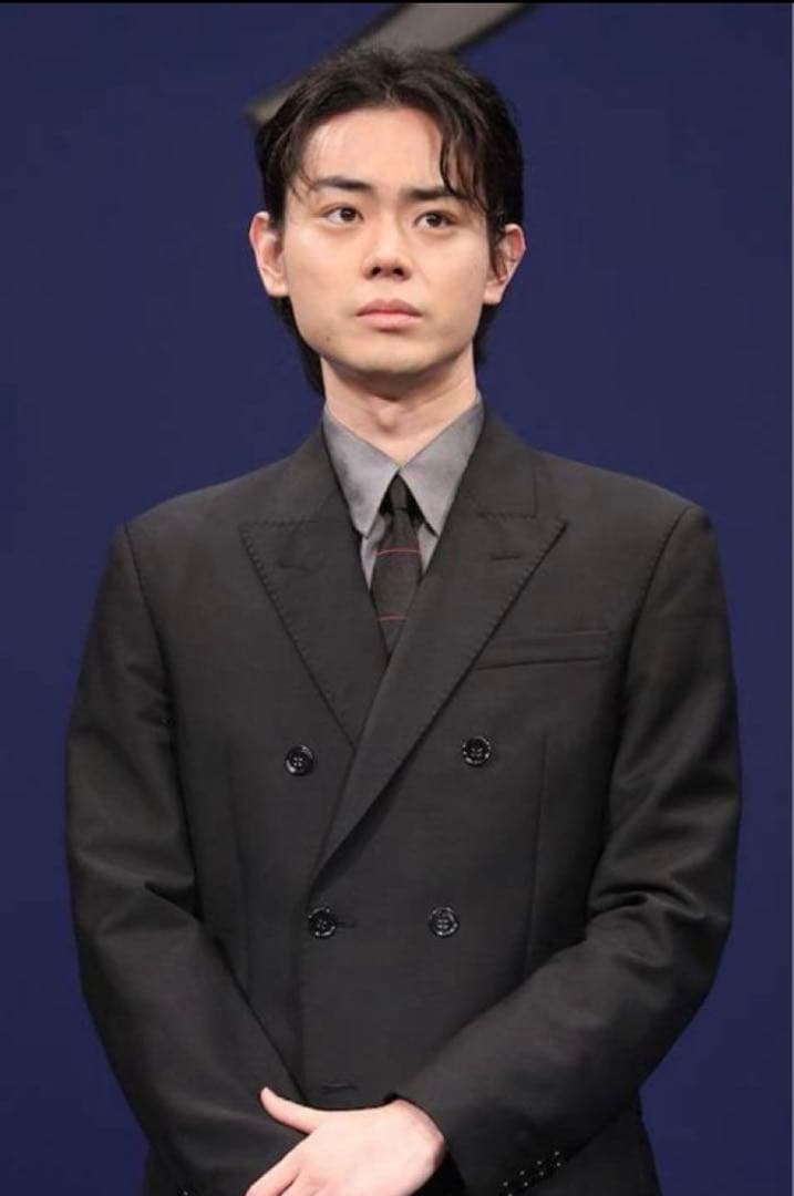 90s vintage レトロスーツ ダブル BLACK6B 菅田将暉　純毛質